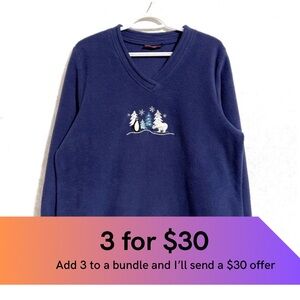 Denver Hayes, embroidered winter fleece.